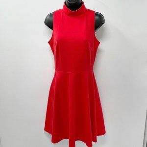 Sharagano Womens Red Mock Neck Sleeveless Fit & Flare Knit Dress Size 4 NEW